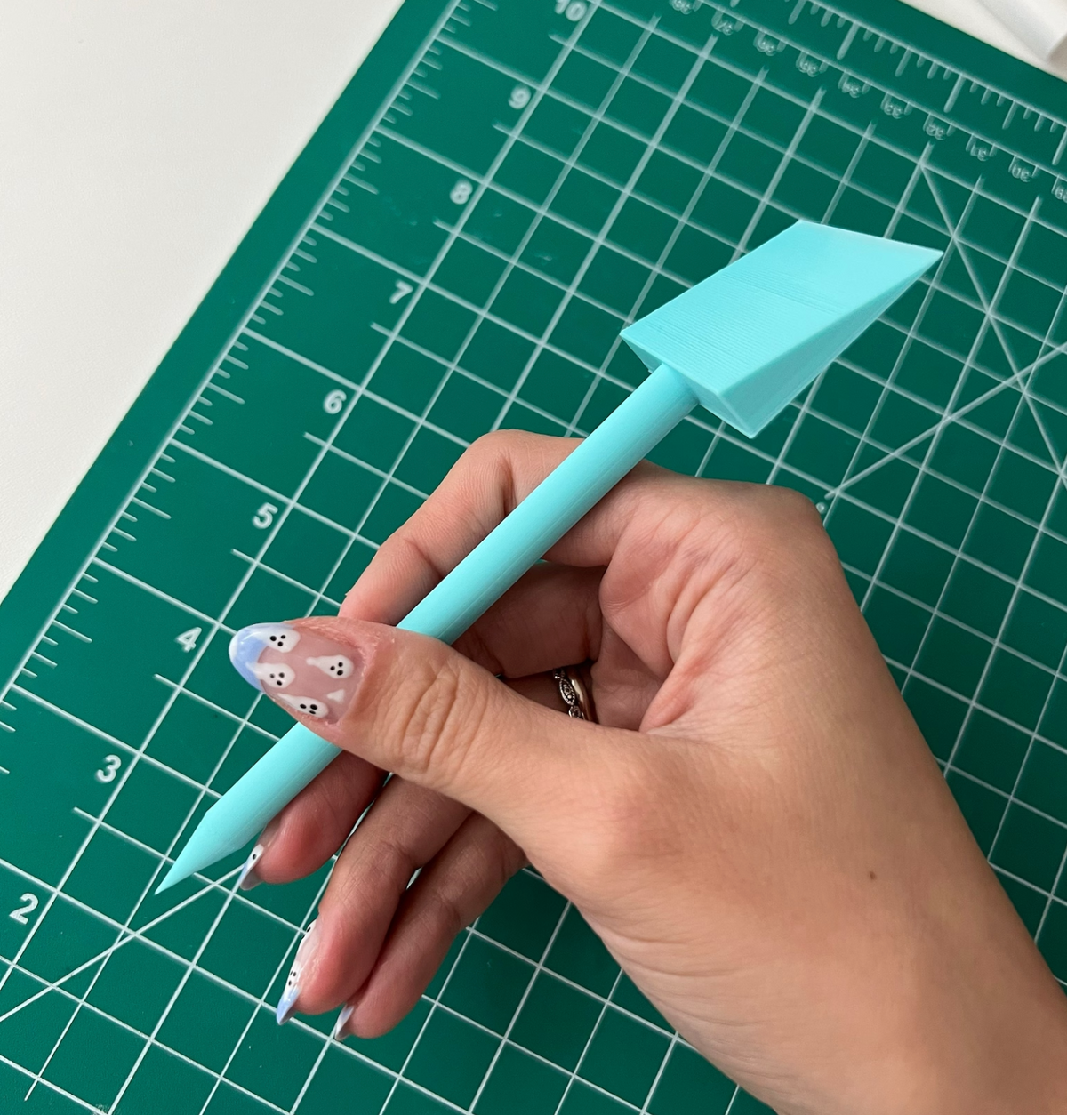 3D printed XL scribe scraper and shovel cookie tool by Kiburz Cookies and Borderlands Bakery