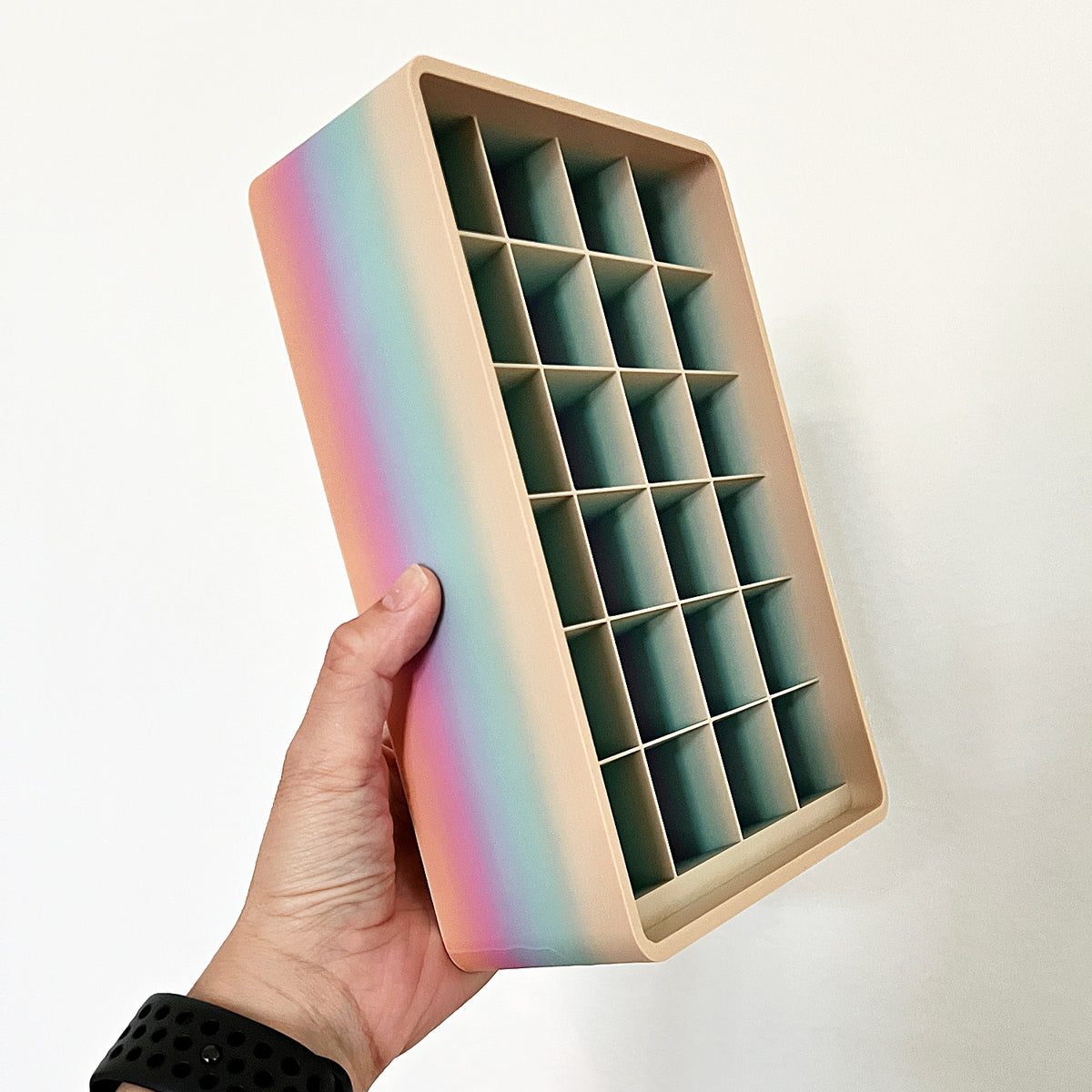 3D printed 24-slot organizer by Kiburz Cookies for The Sugar Art gel food colors