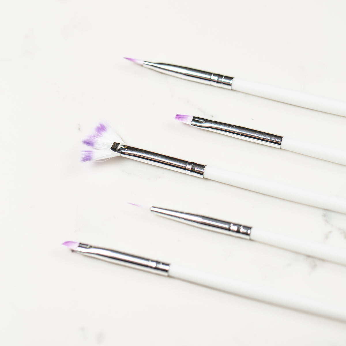 Basic cookie decorating paint brush set, 5 pieces, purple-tipped bristles