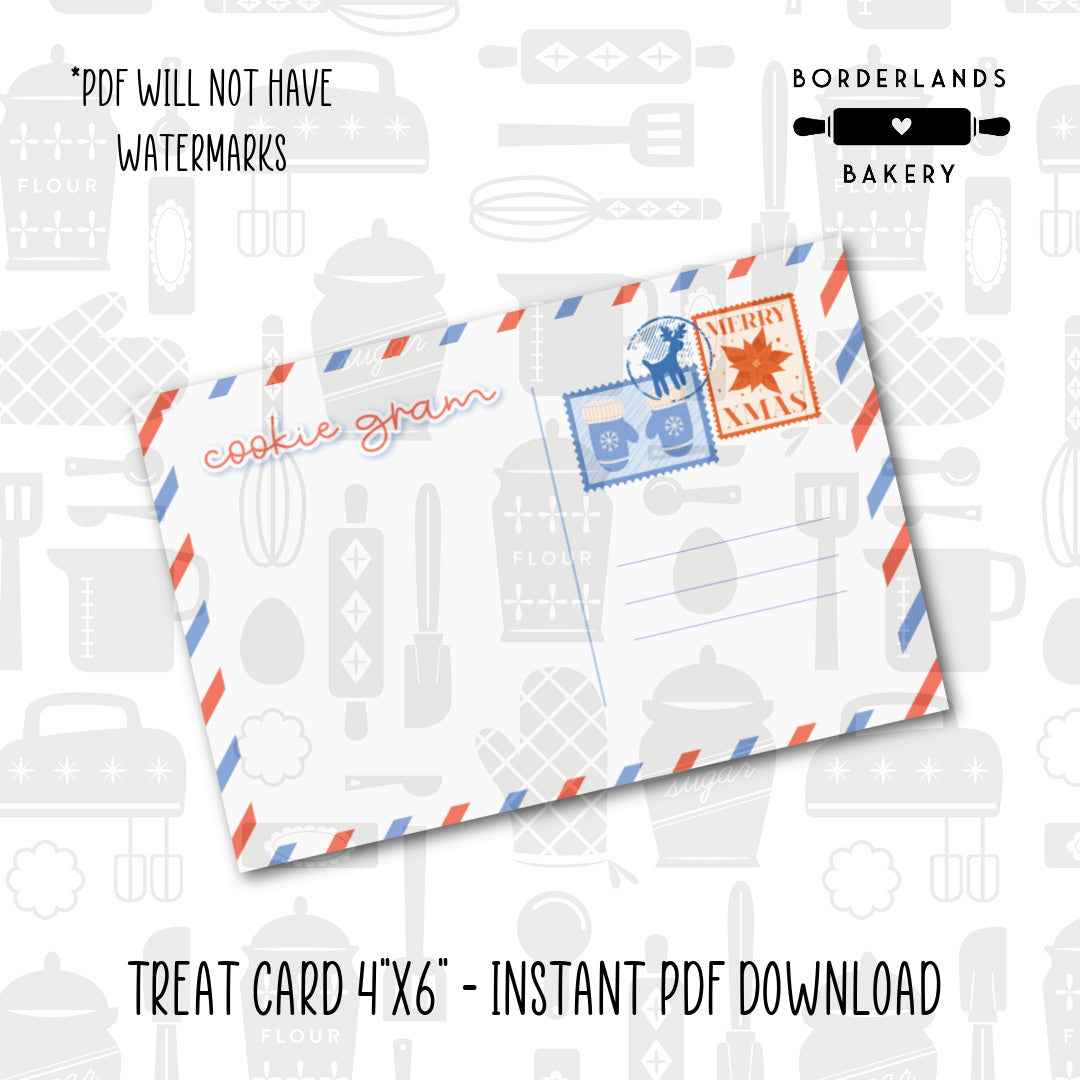 Cookie Gram 4x6 postcard digital PDF file for packaging cookies and treats