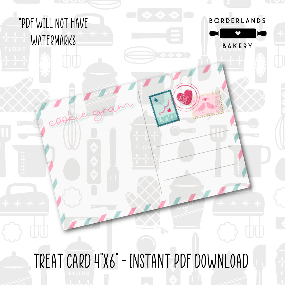 Cookie Gram 4x6 postcard digital PDF file for packaging cookies and treats