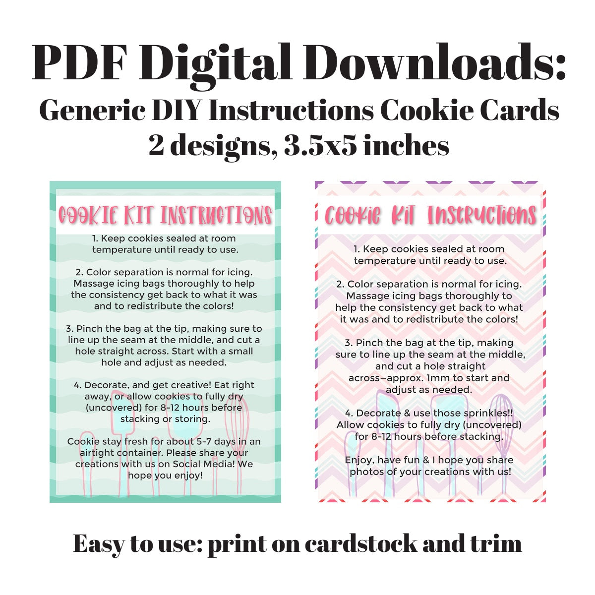 Generic DIY Kit Cookie Cards (PDF Download)