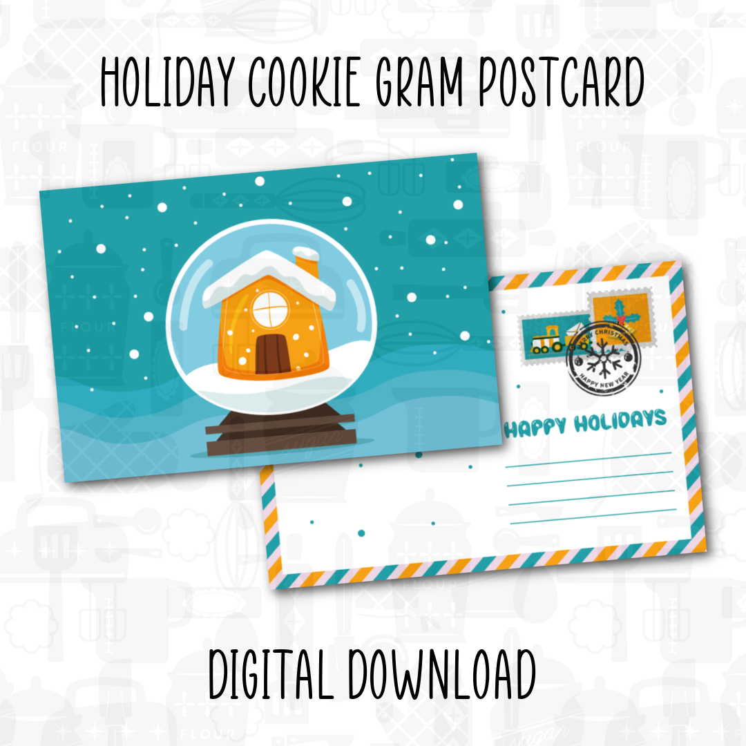 Christmas Cookie Gram 4x6 postcard digital PDF file for packaging cookies and treats