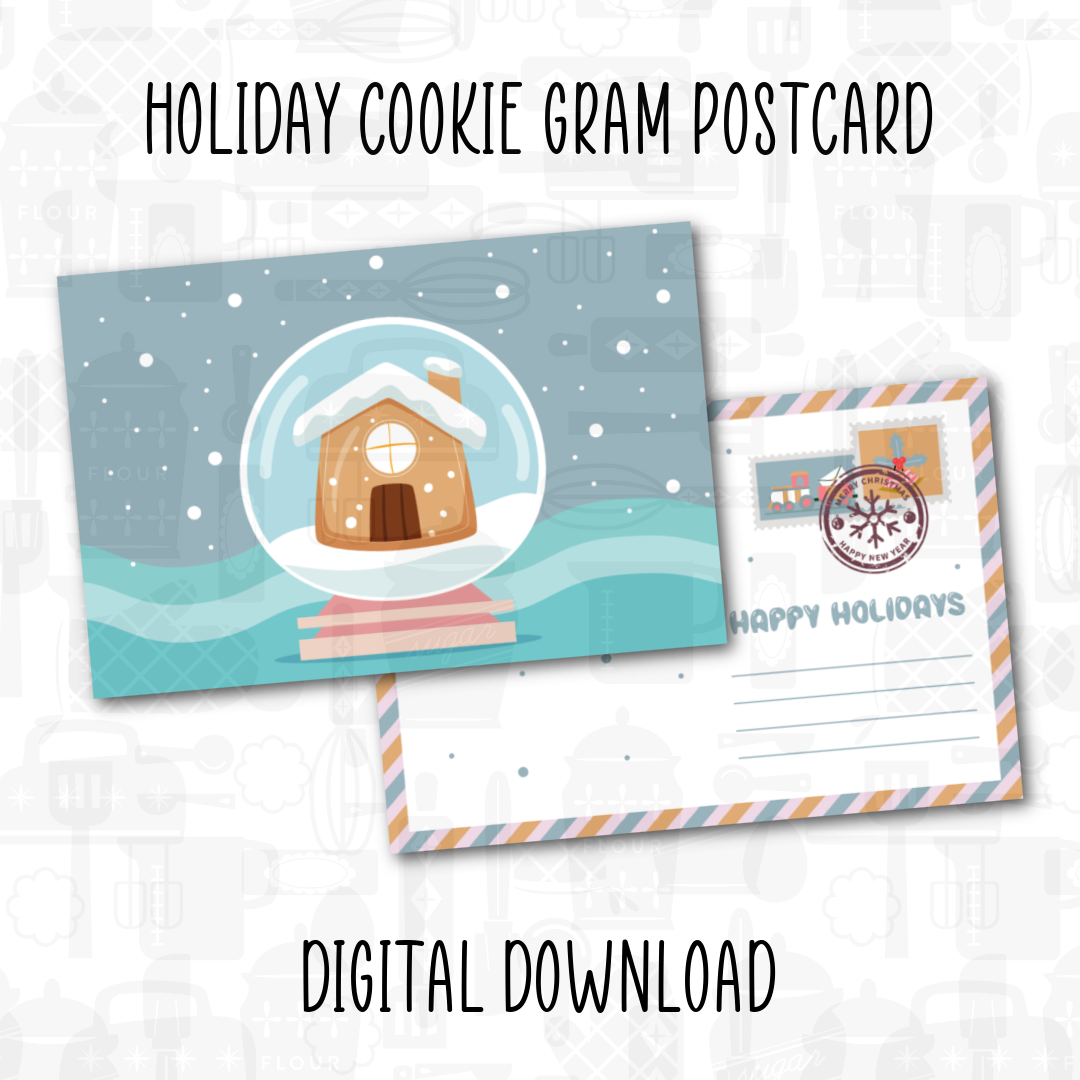 Christmas Cookie Gram 4x6 postcard digital PDF file for packaging cookies and treats