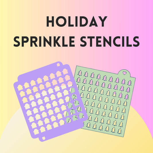 3D printed holiday themed sprinkle stencil by Kiburz Cookies for royal icing cookie decorating