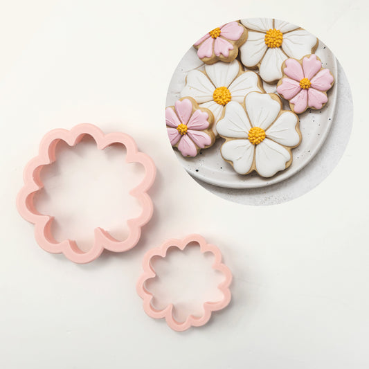 Flower-shaped cookie cutter featured on the cover of the Matcha Meets Macaron cookbook, food-safe PLA