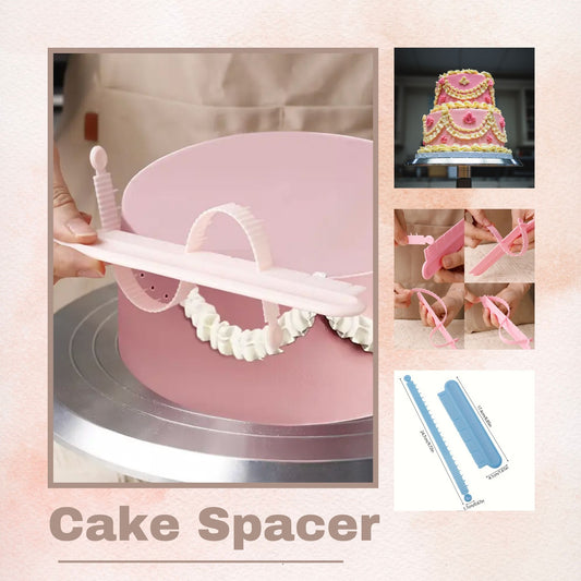 Adjustable flexible plastic cake spacer tool for creating even arcs on cake sides