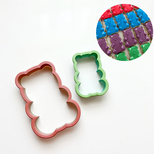 Gummy bear shaped cookie cutter designed by The Bento Kitchen, 3D printed food-safe PLA