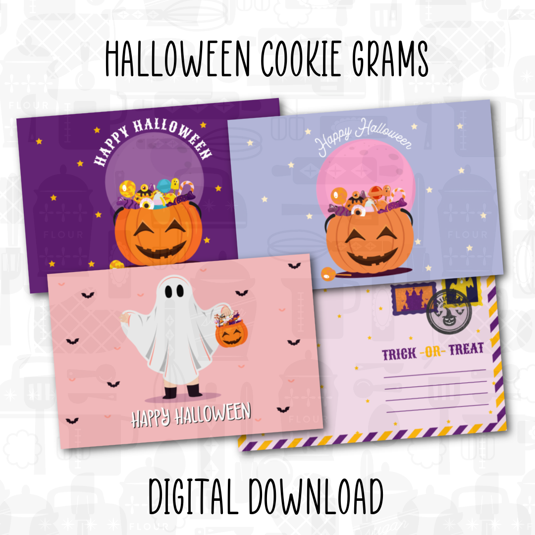 Halloween Cookie Gram 4x6 postcard digital PDF file for packaging cookies and treats