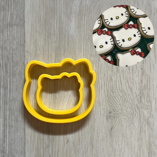 Kitty head shaped cookie cutter, 3D printed food-safe PLA