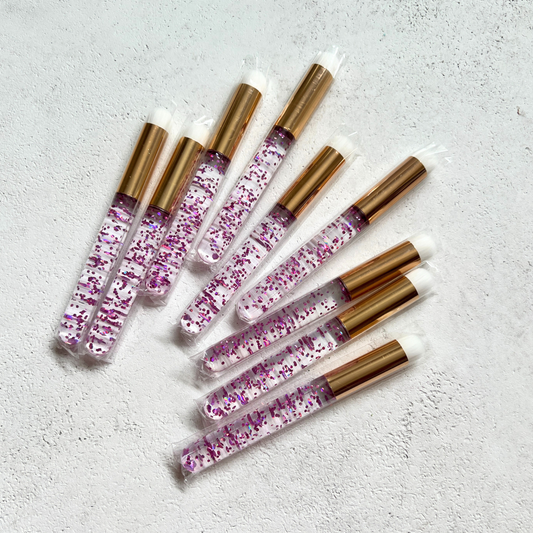 Mini glittery handle buff brush for cookie decorating and dusting