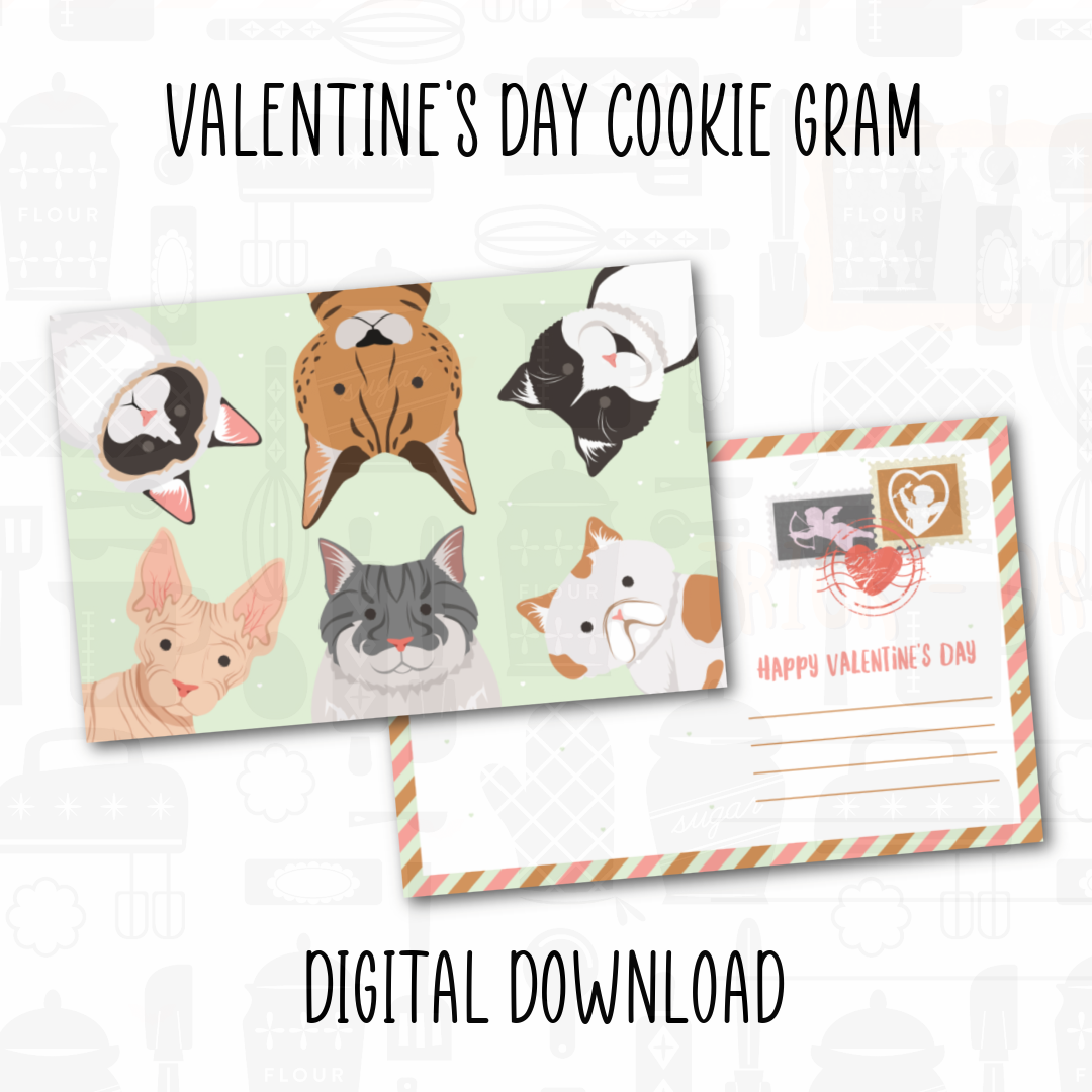 Valentine's Day Cookie Gram 4x6 Postcard Digital Files