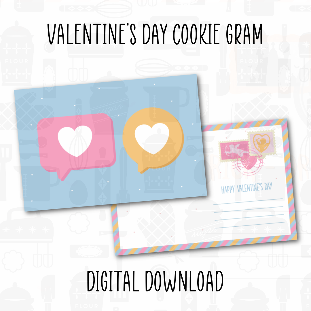 Valentine's Day Cookie Gram 4x6 Postcard Digital Files
