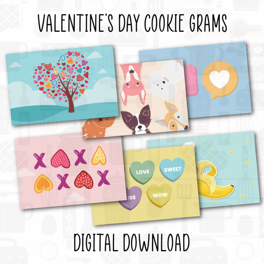 Valentine's Day Cookie Gram 4x6 postcard digital PDF file for packaging cookies and treats