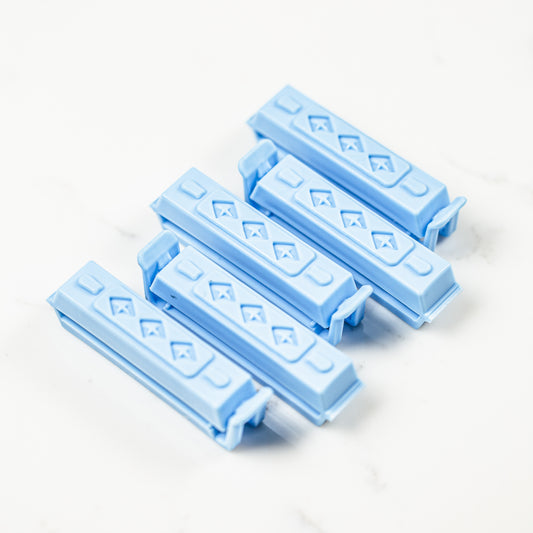 Borderlands Bakery rolling pin bag clips, peri-wrinkle blue, pack of 6
