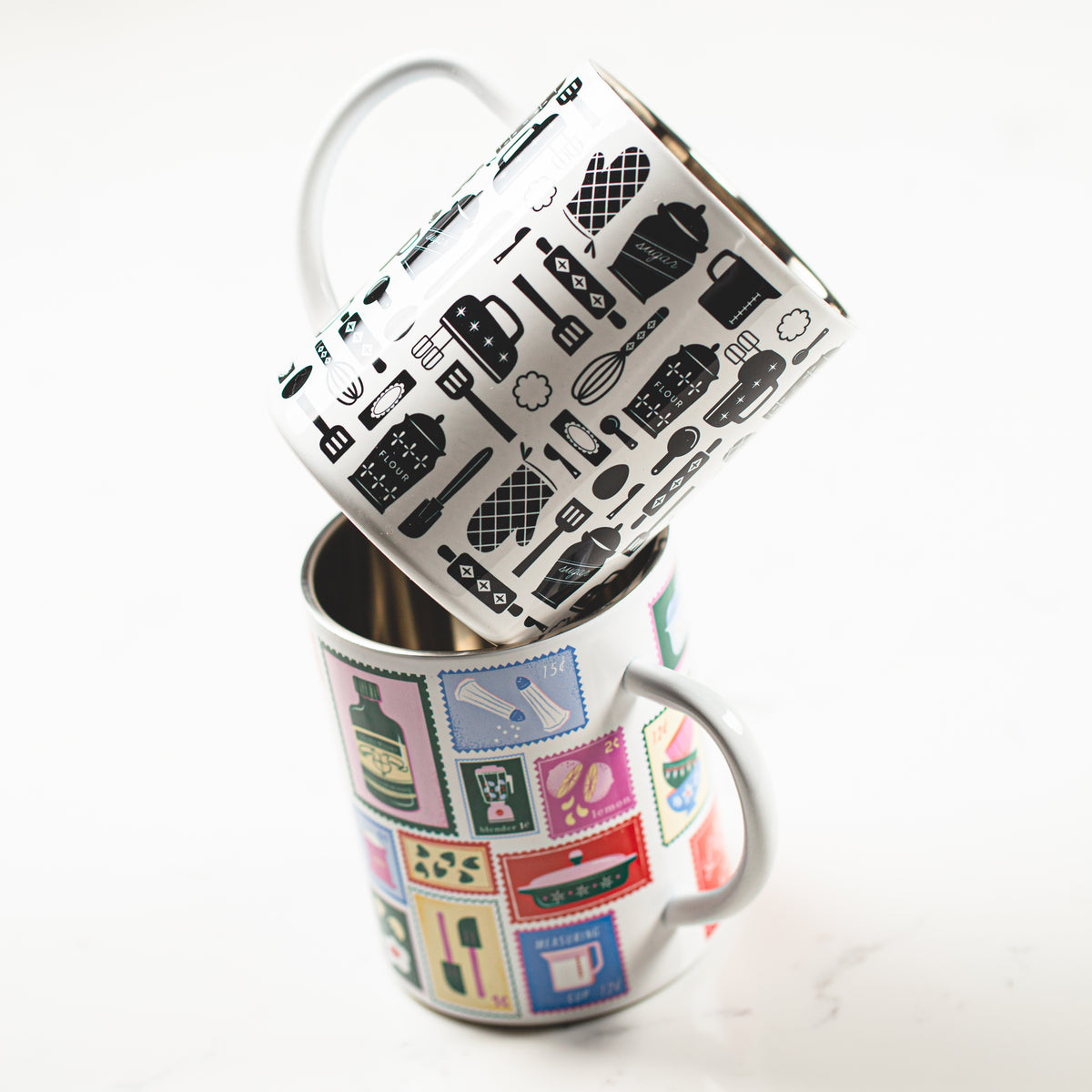 Stainless steel insulated bakery-themed mug, 15 oz