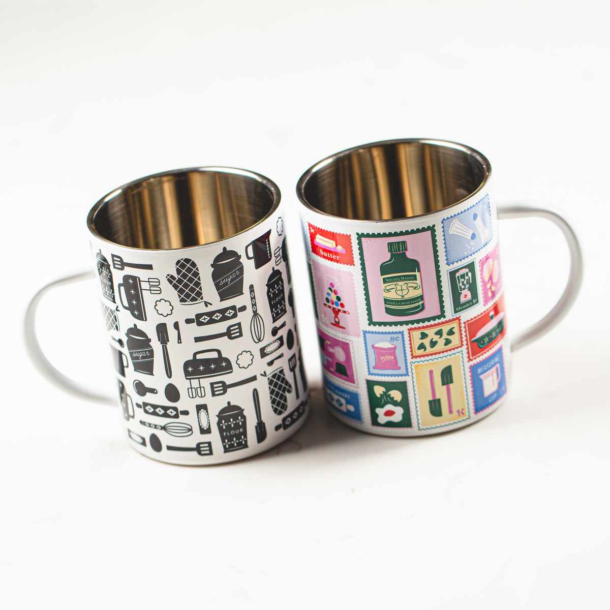 Stainless steel insulated bakery-themed mug, 15 oz