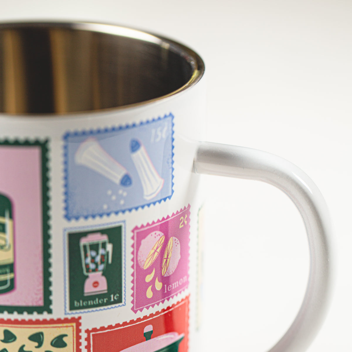 Stainless steel insulated bakery-themed mug, 15 oz