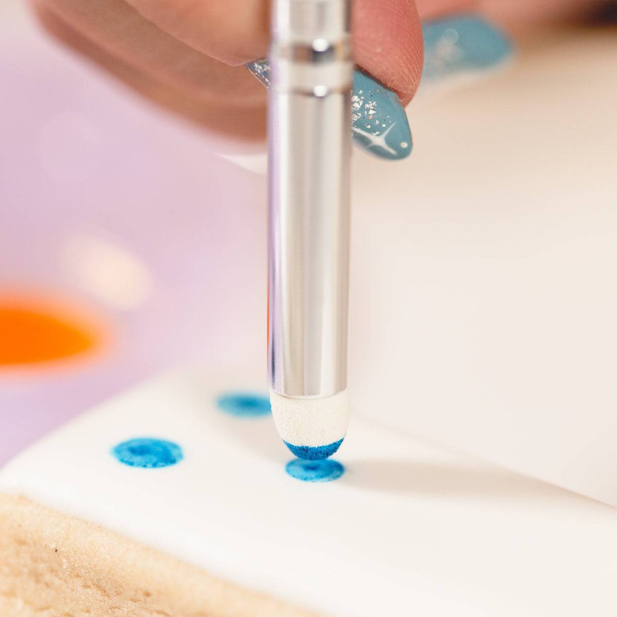 Borderlands Bakery handmade dot brush tool for cookie decorating