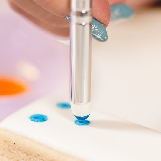 Borderlands Bakery handmade dot brush tool for cookie decorating