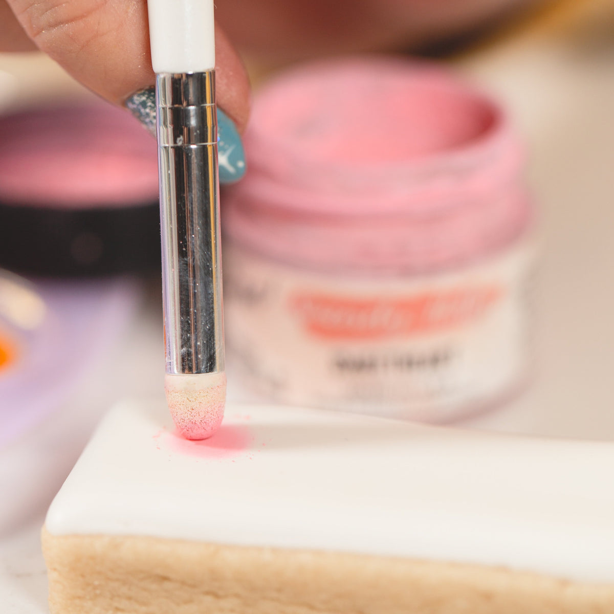 Borderlands Bakery handmade dot brush tool for cookie decorating