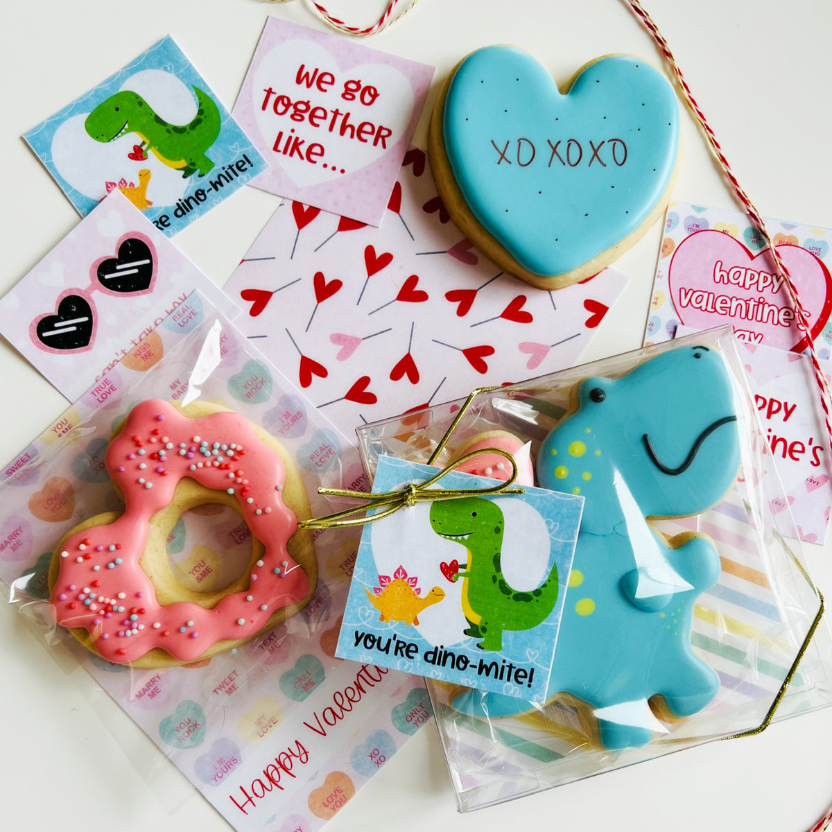 Valentine's Day cookie card PDF download, two designs