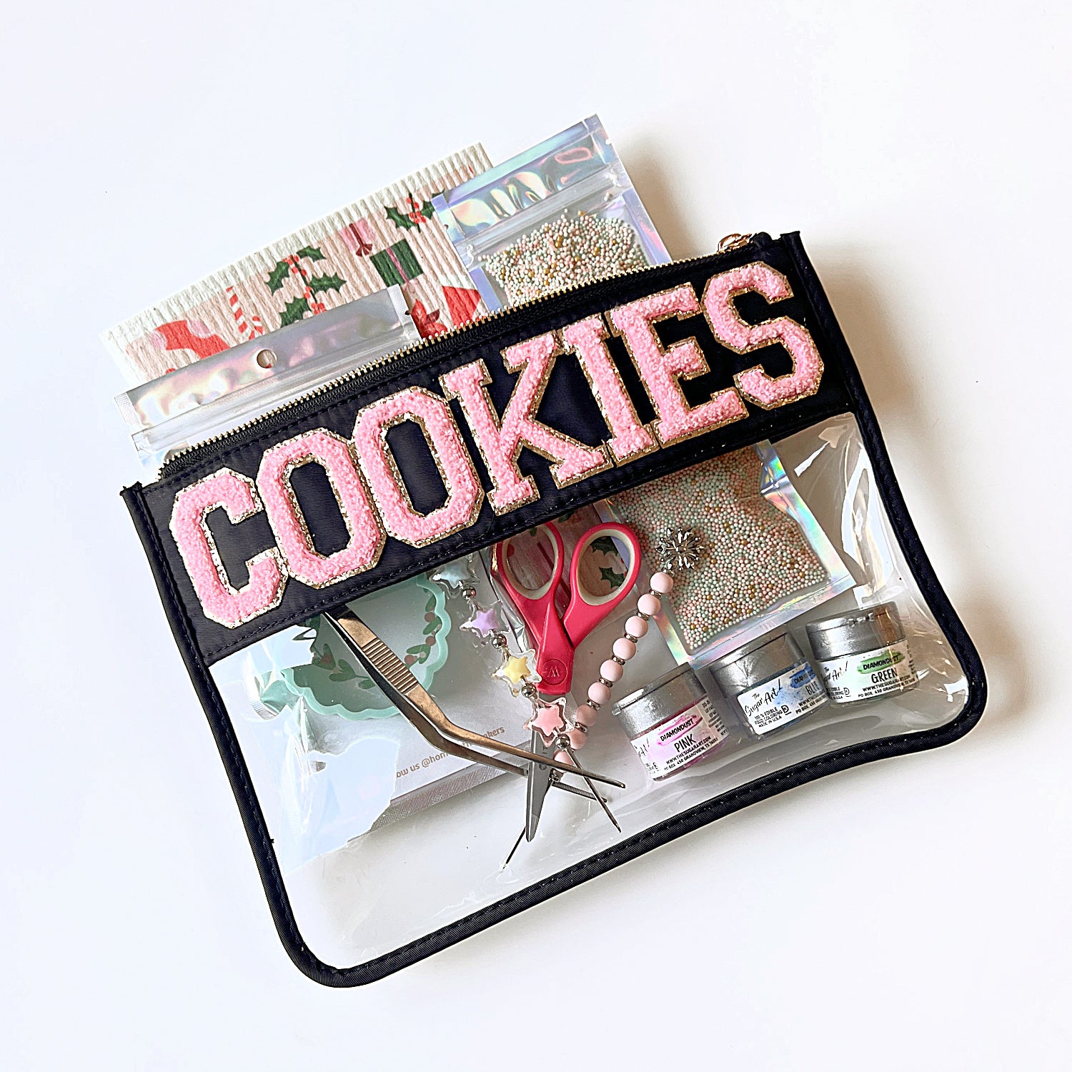 Handmade COOKIES Patches Clear Zip Pouch
