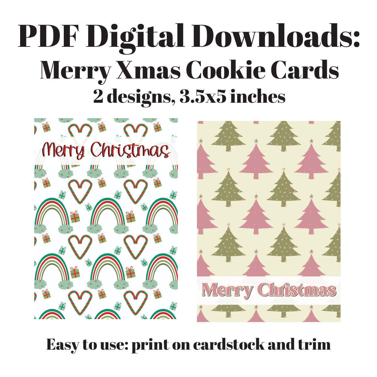 Holiday / Christmas Cookie Cards  (PDF Download)