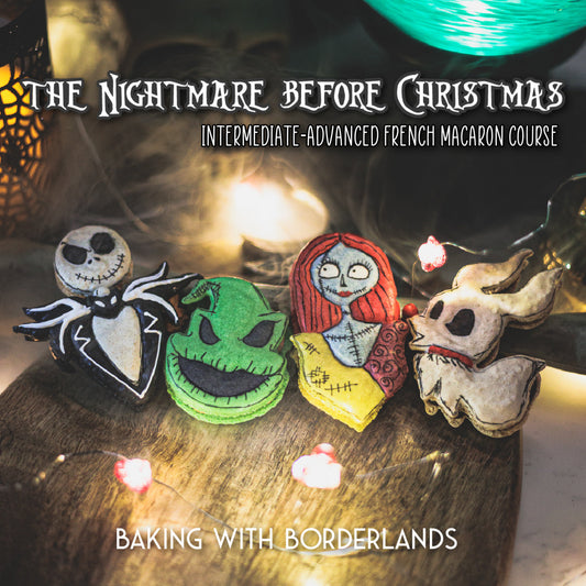 Nightmare Before Christmas themed French macaron decorating course images