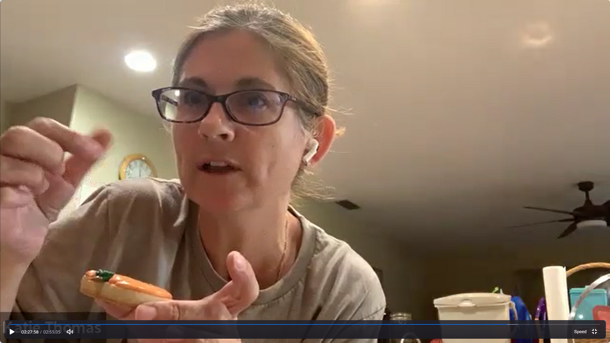 Royal icing Zoom workshop replay with fall themed cookie decorating examples and recipe PDF