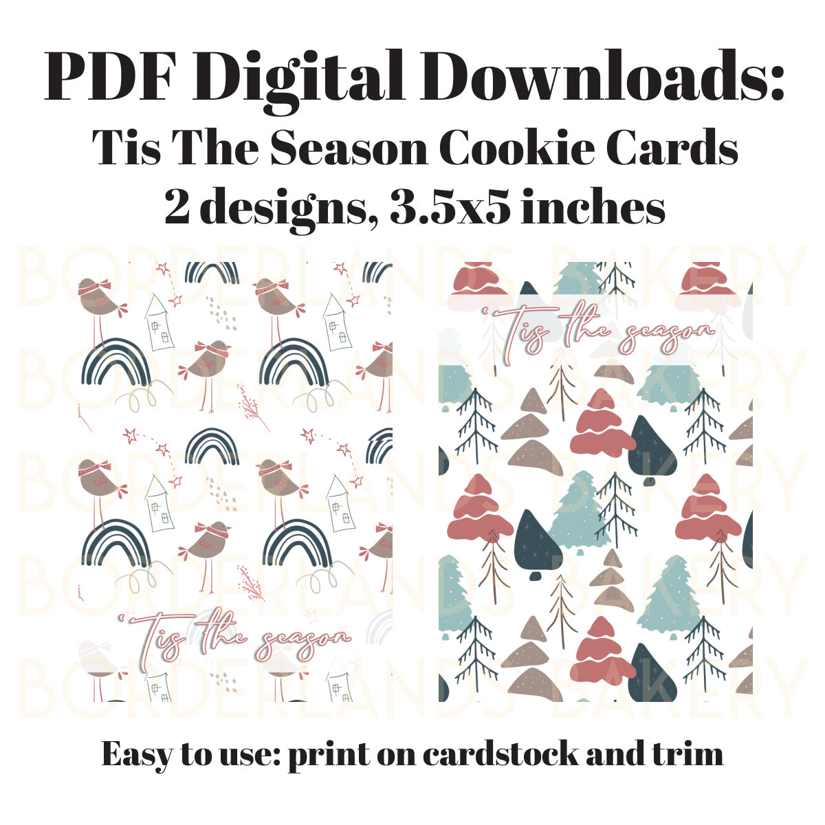 Holiday / Christmas Cookie Cards  (PDF Download)