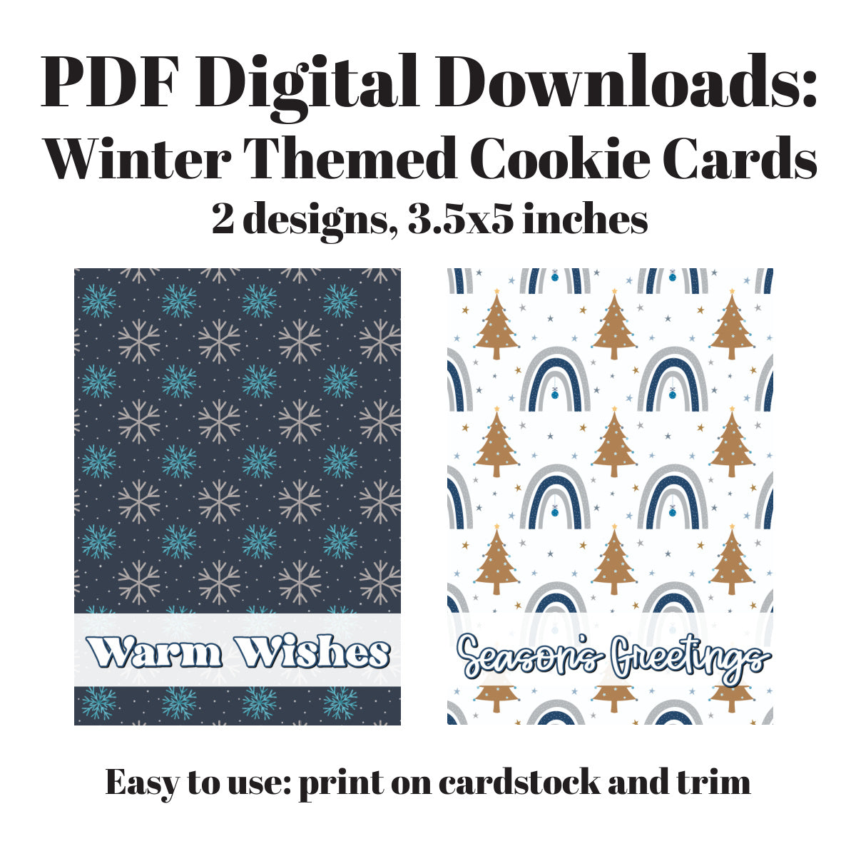 Holiday / Christmas Cookie Cards  (PDF Download)