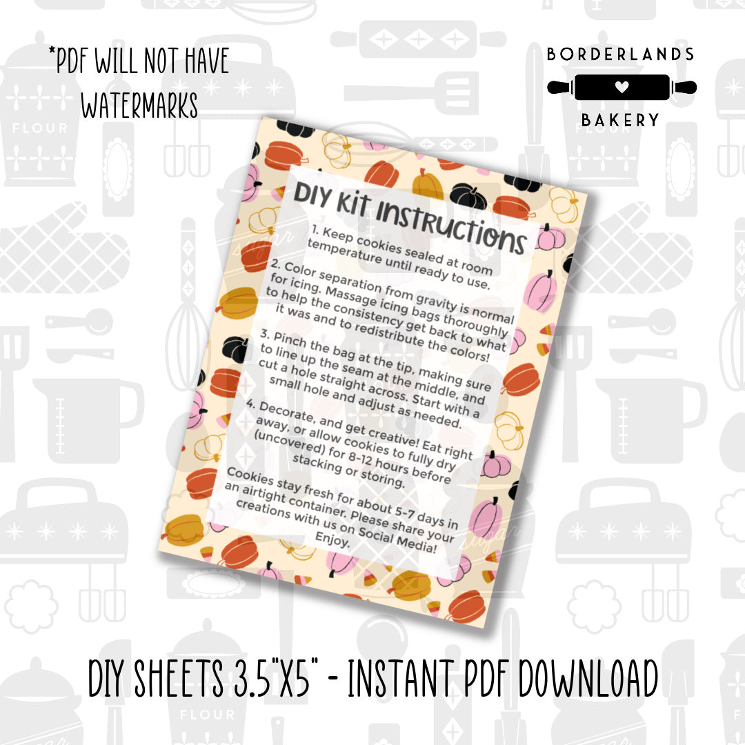 Halloween and Fall 2022 DIY cookie card sheets, 3.5x5 inch printable digital PDF download