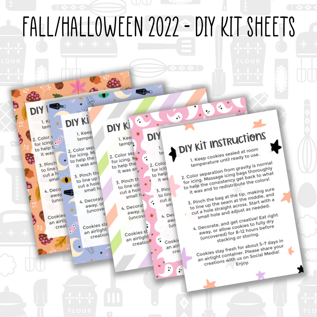 Halloween and Fall 2022 DIY cookie card sheets, 3.5x5 inch printable digital PDF download