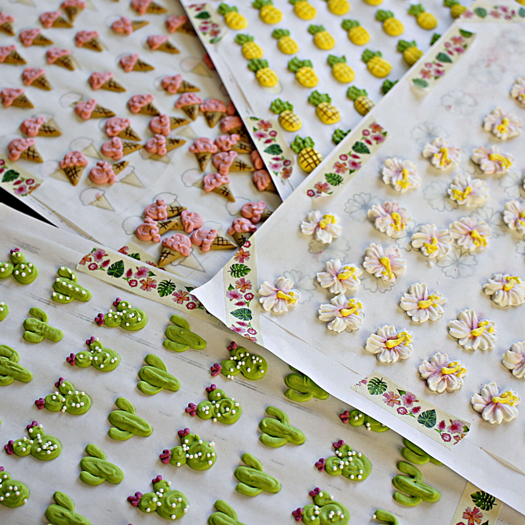 Summer Themed Royal Icing Transfer Templates (PDF Download)