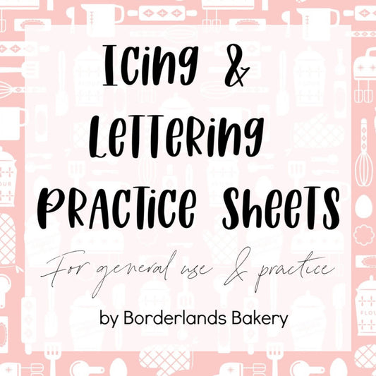 Royal icing practice sheet PDF download by Borderlands Bakery